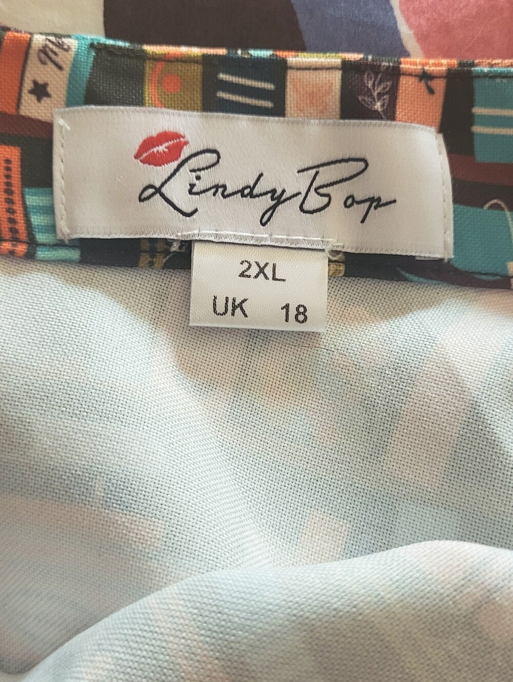 Lindy Bop Bookcase Print Skirt in Black, Teal & Orange - Picture 4 of 5
